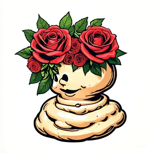 Pagan Pilsbury Dough Boy With Rose Bouquet