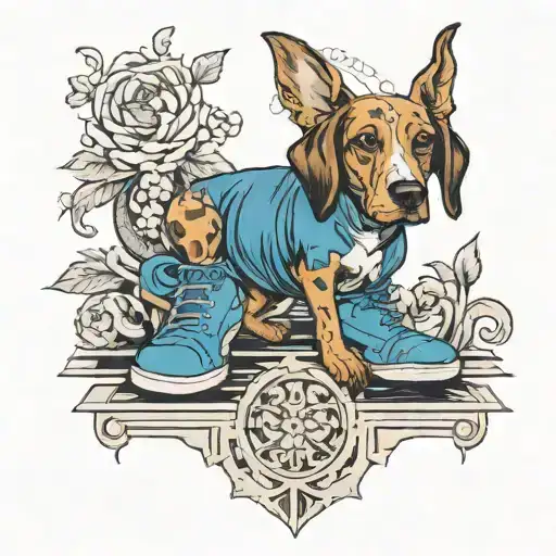 Hound Dog Wearing Blue Suede Shoes4