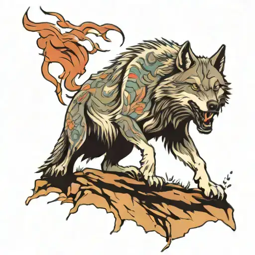 Wolf Climbing The Hill Hungry