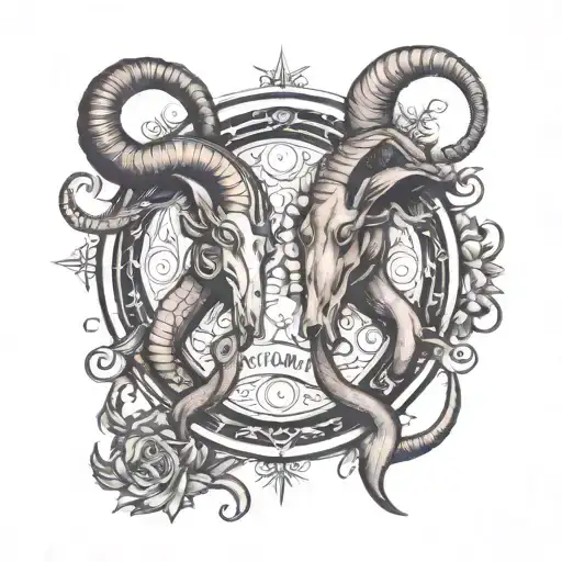 Capricorn And Cancer Tattoo Design