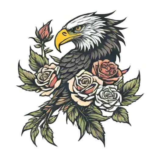 Eagle Eyes Sourounded By Roses