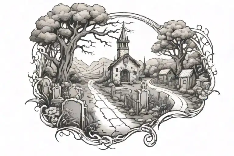 Grave Yard In Valley With Road Leading Towards Gangster Paradise