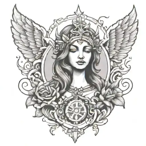 Simple Tattoo Sketch Of The Goddess Themis