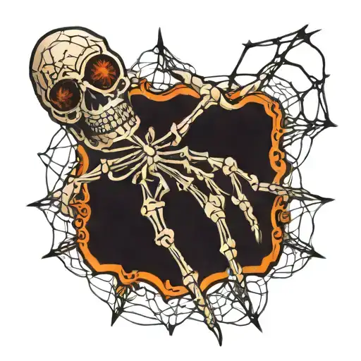 Skeleton Hand With Spider Web