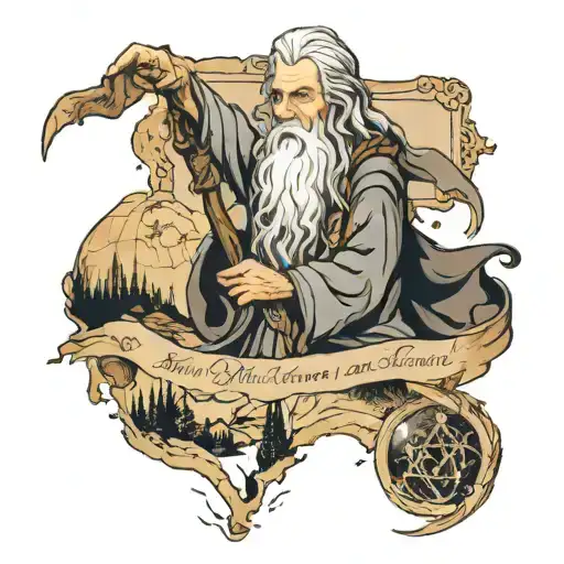 Gandalf And Map Of Middle Earth