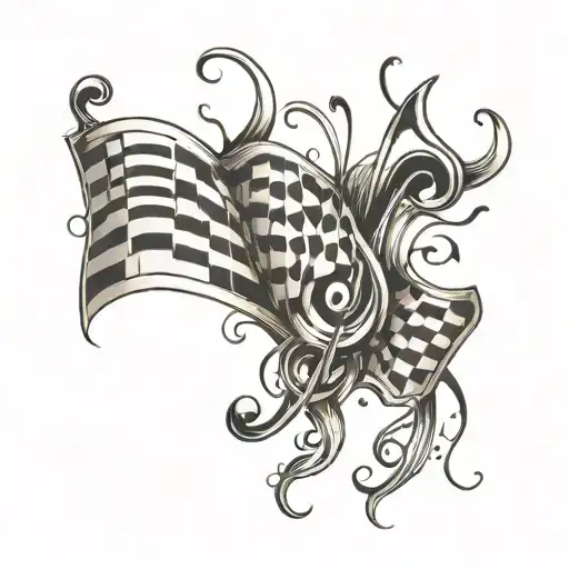 Checkered Flag With Music Notes