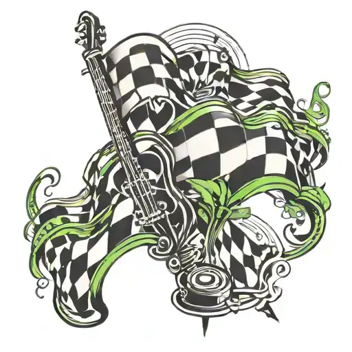 Checkered Flag With Music Notes
