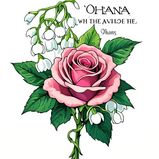Rose With Lilly Of The Valley And Ohana Written In Words