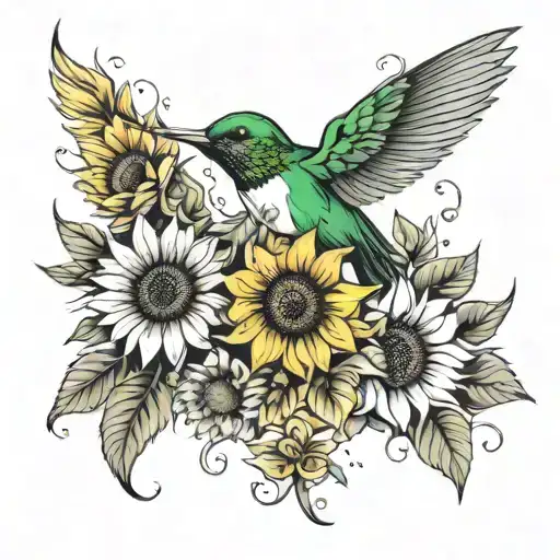 Hummingbird And Sunflower
