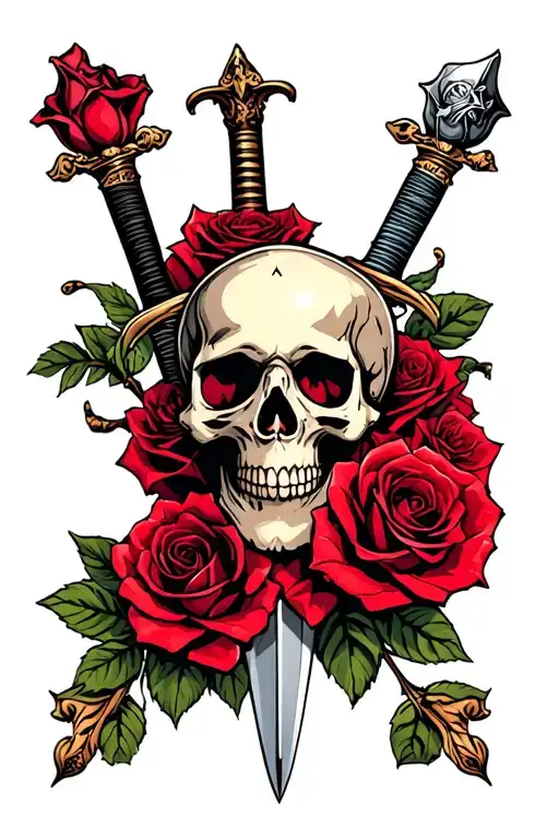 Skull And Roses Sword Piercing