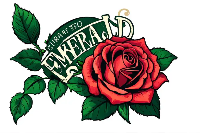 Two Roses With The Word Emerald