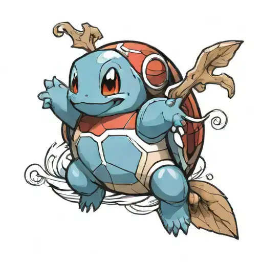 A Pokeball With Squirtle Coming Out