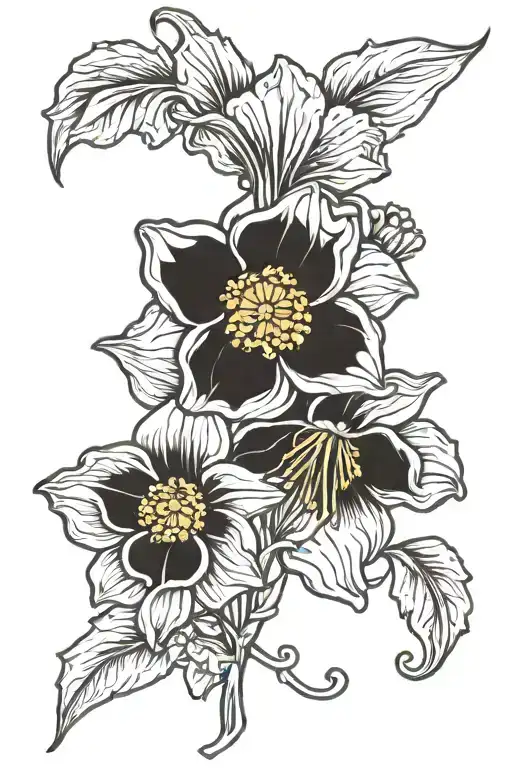 Daffodil And Poppy Flower Intertwined