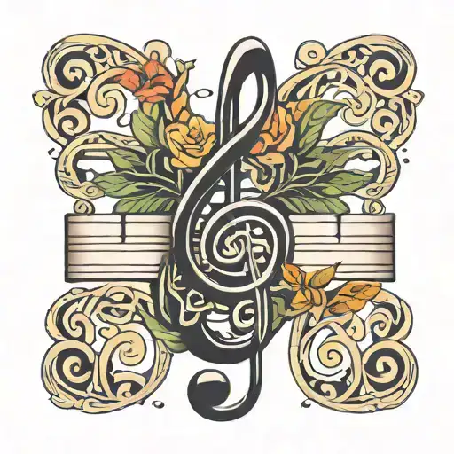 Music Note With Piano Keys Intertwined