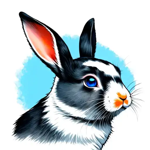 White Rabbit With Blue Eyes Staring