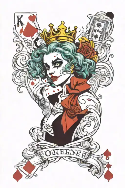 Attractive Female Joker Playing Card With Crown