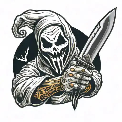 Halloween Ghostface Holding A Knife