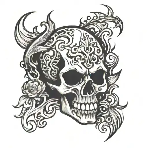 Skull And Flames Coming