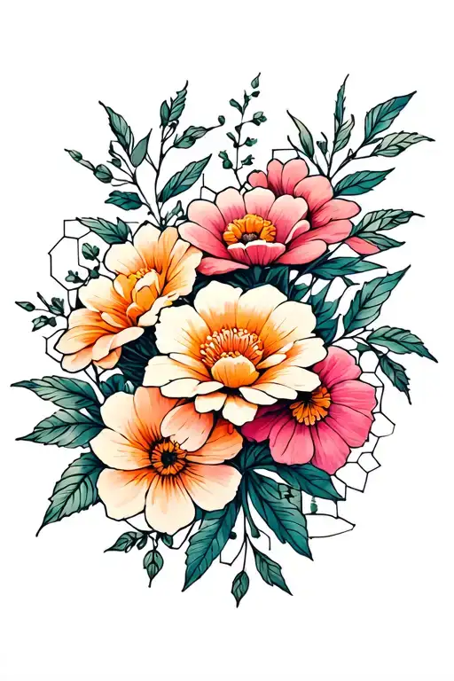 Hexagon Flowers Intertwined