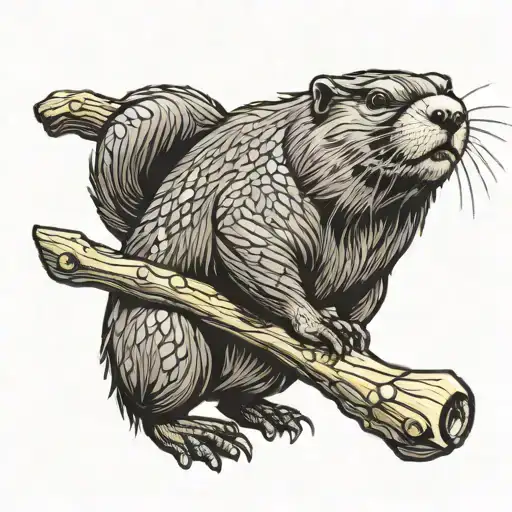 Beaver With A Diamond Necklace On A Crocodile