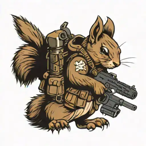 Tactical Squirrel Holding A Gun