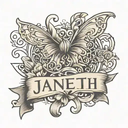 Name Of Janeth Minimalist Joined With Bow Tie