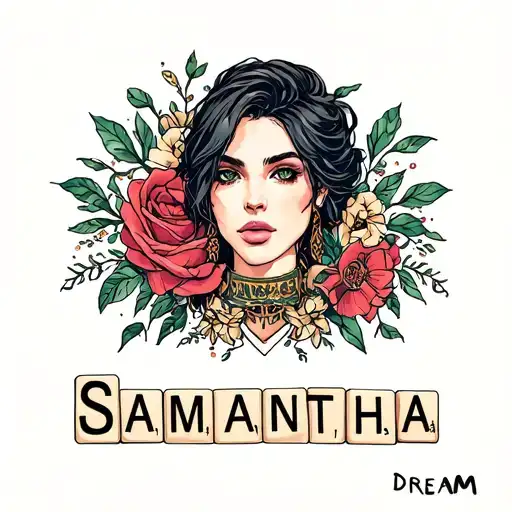Masculine Scrabble Board Game Spelling Out The Name Samantha Dream