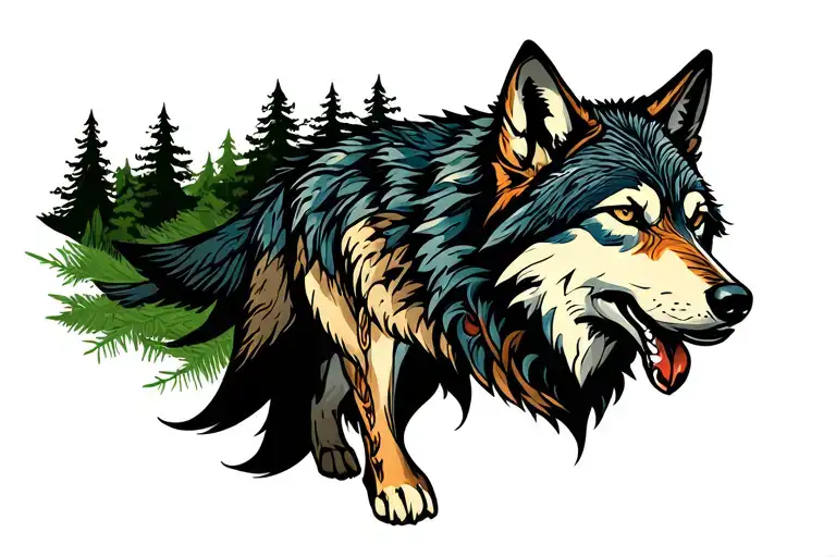 Wolf And Forest
