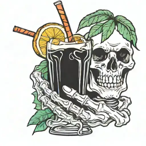 Skeleton Hand Holding A Tropical Drink