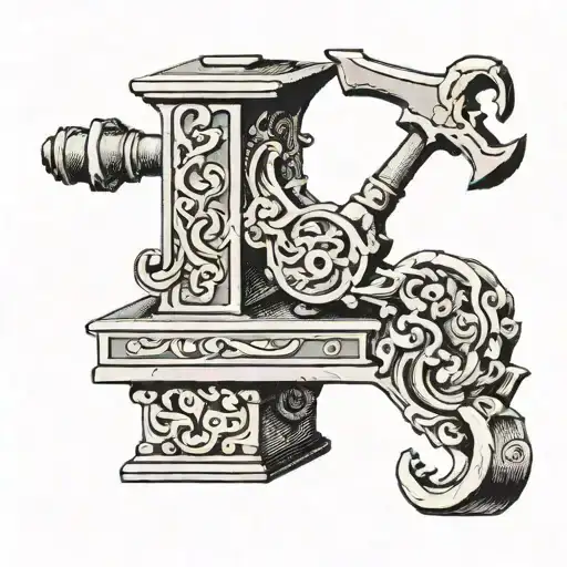 Times New Roman Font Letter C On An Anvil