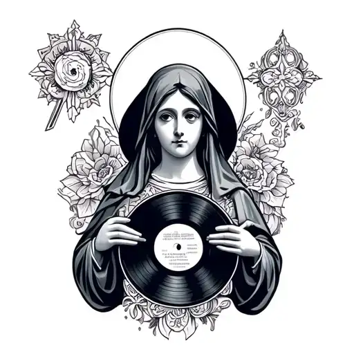 A Catholic Virgin Holding A Vinyl Record