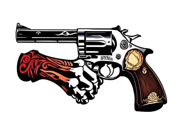 Gun And Black Bone Hand