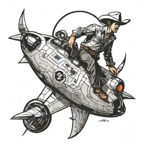 Cowboy Riding The Uss Enterprise Ship