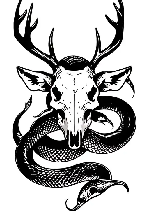 Deer Skull And Snake