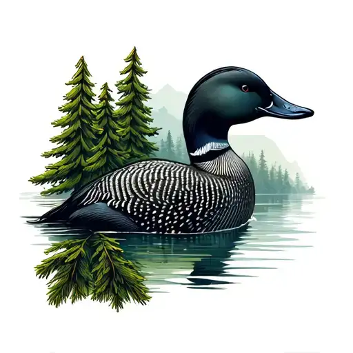 Loon Pine Trees Background