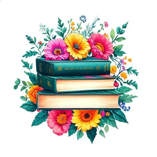 Books With Flowers Surrounding