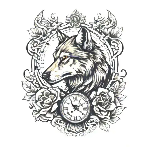 Wolf With Clock