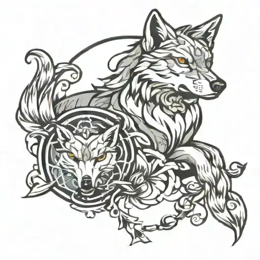 Wolf And Pisces Horoscope Symbol