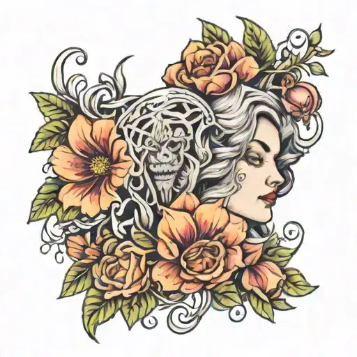 Lillth And Flowers Intertwined