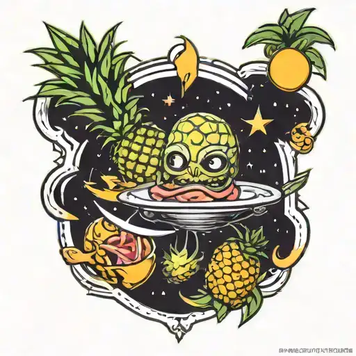 Ufo Abducting A Pineapple Ham