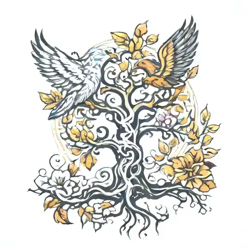 Life Tree Between Two Griffin