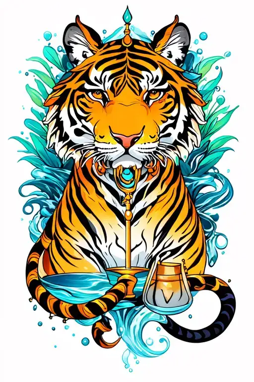 Water Tiger And Libra Scales Intertwined