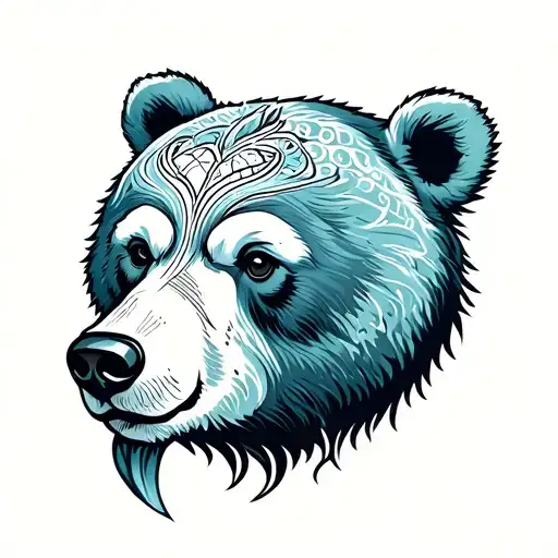 Minimalist Mascline Bear Tattoo Rebirth Scalp Tattoo Male