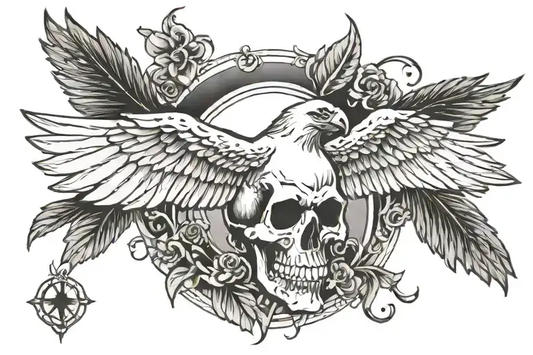 Skull And Crow Flying