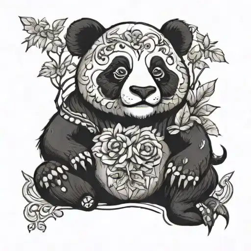 Panda Tattooed With A J