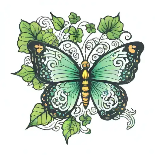 A Butterfly With 4 Leaf Clover Wings Made
