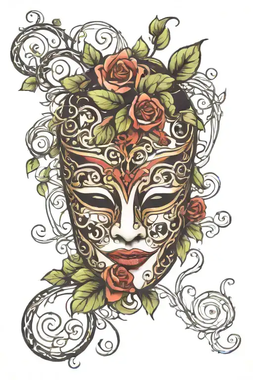Theater Mask And Vines Wrapping