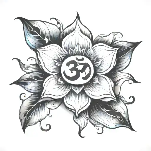 Om With A Lotus Flower