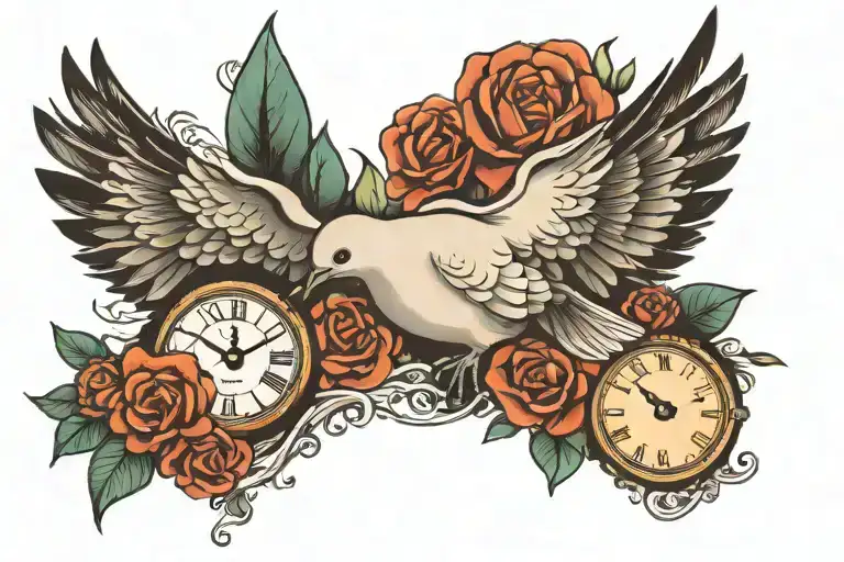 Time Is About Accepting Not Forgetting With A Dove And Something In The Mouth