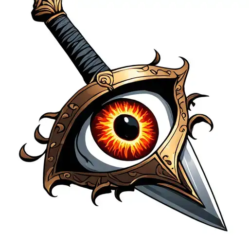 A Sword Scale With An Eye And A Shield